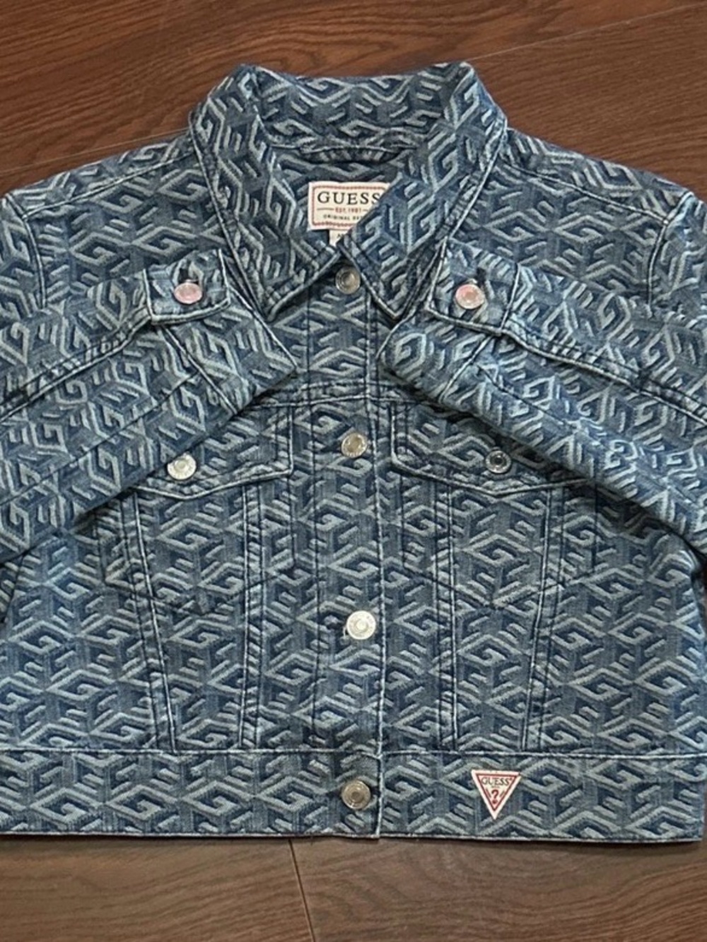 GUESS Blue All-Over Logo Denim Jacket